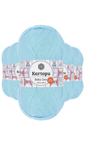 5 Adet Baby One Tüylenmeyen El Örgü İpi Yünü Gök Mavi K502