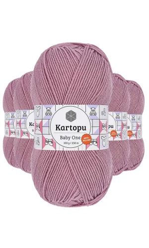 5 Adet Baby One Tüylenmeyen El Örgü İpi Yünü Gül Kurusu K1763