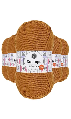 5 Adet Baby One Tüylenmeyen El Örgü İpi Yünü Hardal K1854