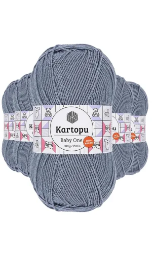 5 Adet Baby One Tüylenmeyen El Örgü İpi Yünü Jeans Mavi K571