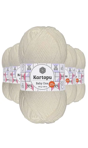 5 Adet Baby One Tüylenmeyen El Örgü İpi Yünü Kırık Beyaz K019