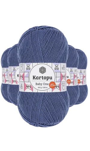 5 Adet Baby One Tüylenmeyen El Örgü İpi Yünü Koyu Mavi K1533