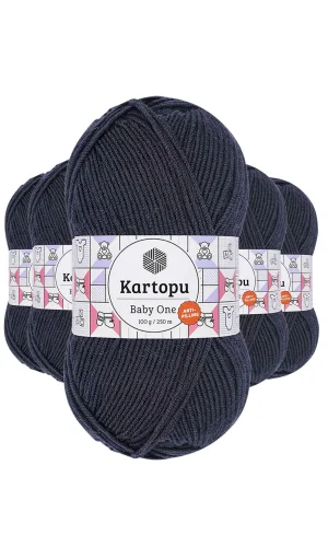 5 Adet Baby One Tüylenmeyen El Örgü İpi Yünü Lacivert K633