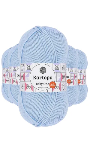 5 Adet Baby One Tüylenmeyen El Örgü İpi Yünü Mavi K544