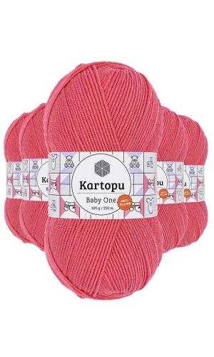5 Adet Baby One Tüylenmeyen El Örgü İpi Yünü Pembe K254