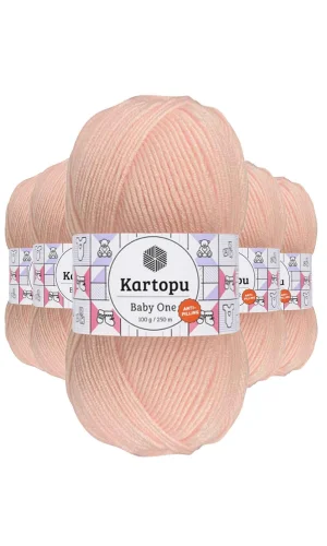5 Adet Baby One Tüylenmeyen El Örgü İpi Yünü Pembe K699