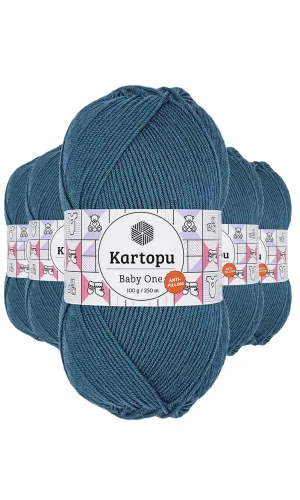 5 Adet Baby One Tüylenmeyen El Örgü İpi Yünü Petrol K1467