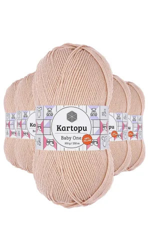 5 Adet Baby One Tüylenmeyen El Örgü İpi Yünü Pudra K1873