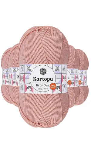 5 Adet Baby One Tüylenmeyen El Örgü İpi Yünü Pudra K258
