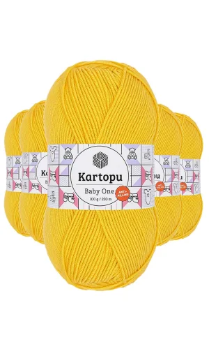 5 Adet Baby One Tüylenmeyen El Örgü İpi Yünü Sarı K154