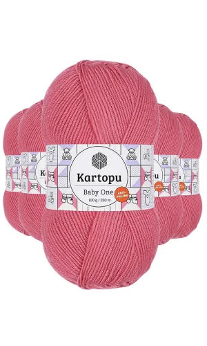 5 Adet Baby One Tüylenmeyen El Örgü İpi Yünü Şeker Pembe K244