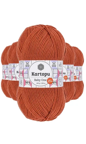 5 Adet Baby One Tüylenmeyen El Örgü İpi Yünü Tarçın K1210