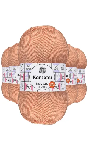 5 Adet Baby One Tüylenmeyen El Örgü İpi Yünü Yavruağzı K253