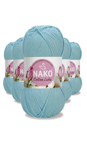 5 Adet Cotton Lüks Yelek Tunik Kazak Bluz Hırka İpi Yünü Buz Mavi 97564