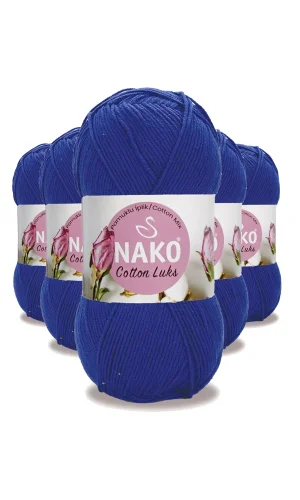 5 Adet Cotton Lüks Yelek Tunik Kazak Bluz Hırka İpi Yünü Saks Mavi 97561