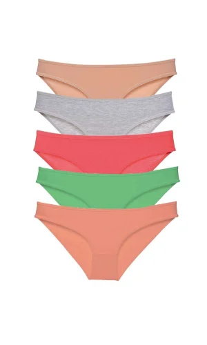 5 adet Eko Set Likralı Kadın Slip Külot Soft Renkler