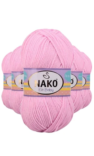 5 Adet Elite Baby El Örgü İpi Tüylenmeyen Bebek Yünü Açık Pembe 6936