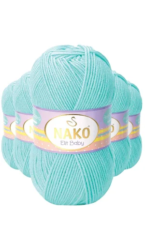 5 Adet Elite Baby El Örgü İpi Tüylenmeyen Bebek Yünü Açık Turkuaz 10535