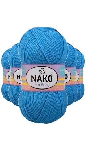 5 Adet Elite Baby El Örgü İpi Tüylenmeyen Bebek Yünü Alaska Mavisi 10119