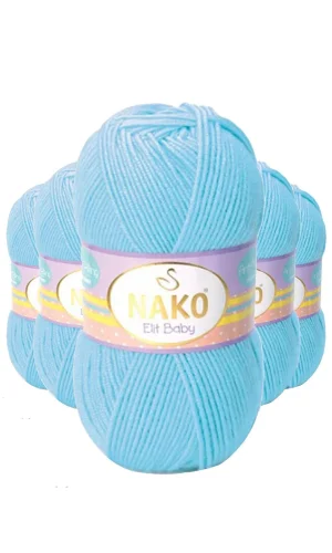 5 Adet Elite Baby El Örgü İpi Tüylenmeyen Bebek Yünü Gök Mavisi 6723