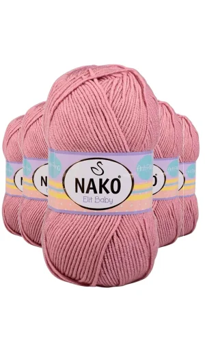 5 Adet Elite Baby El Örgü İpi Tüylenmeyen Bebek Yünü Gül Kurusu 10325