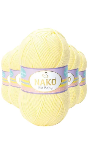 5 Adet Elite Baby El Örgü İpi Tüylenmeyen Bebek Yünü Limonata 3664