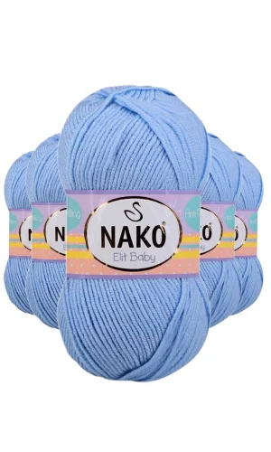 5 Adet Elite Baby El Örgü İpi Tüylenmeyen Bebek Yünü Mavi 10305