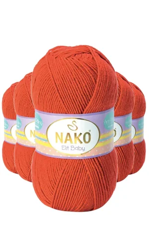 5 Adet Elite Baby El Örgü İpi Tüylenmeyen Bebek Yünü Mercan Taşı 10701