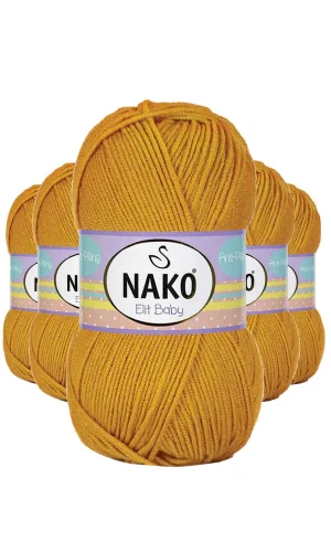 5 Adet Elite Baby El Örgü İpi Tüylenmeyen Bebek Yünü Parlak Altın 1636