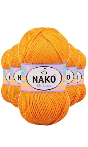 5 Adet Elite Baby El Örgü İpi Tüylenmeyen Bebek Yünü Portakal Kabuğu 4038
