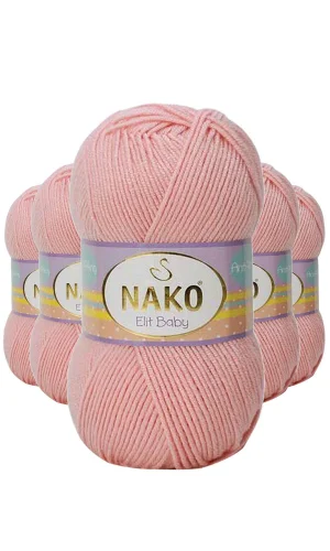 5 Adet Elite Baby El Örgü İpi Tüylenmeyen Bebek Yünü Pudra 6165