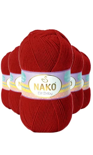 5 Adet Elite Baby El Örgü İpi Tüylenmeyen Bebek Yünü Pul Biber 298