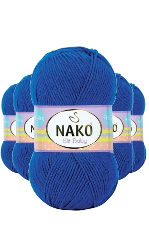 5 Adet Elite Baby El Örgü İpi Tüylenmeyen Bebek Yünü Saks Mavi 10346