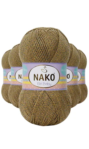 5 Adet Elite Baby El Örgü İpi Tüylenmeyen Bebek Yünü Sarı Gri 21354