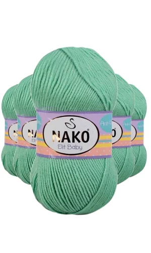 5 Adet Elite Baby El Örgü İpi Tüylenmeyen Bebek Yünü Siyam Yeşili 10001