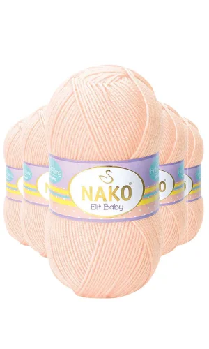5 Adet Elite Baby El Örgü İpi Tüylenmeyen Bebek Yünü Soft Şeftali 3701