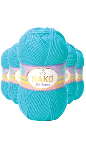 5 Adet Elite Baby El Örgü İpi Tüylenmeyen Bebek Yünü Turkuaz 3323