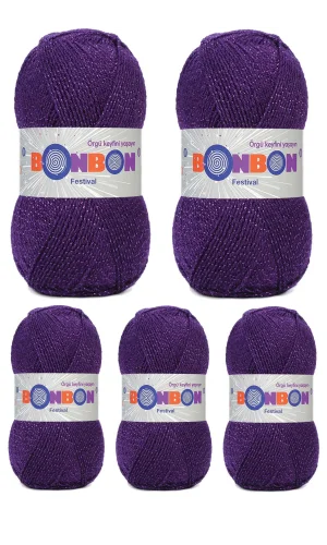 5 Adet Festival Simli Örgü İpi Yünü Renk No:232