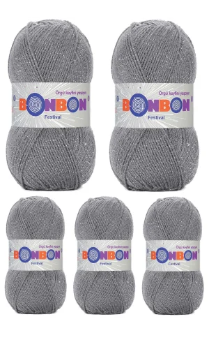 5 Adet Festival Simli Örgü İpi Yünü Renk No:233