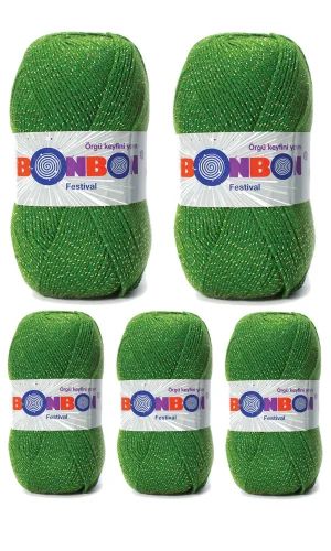 5 Adet Festival Simli Örgü İpi Yünü Renk No:235