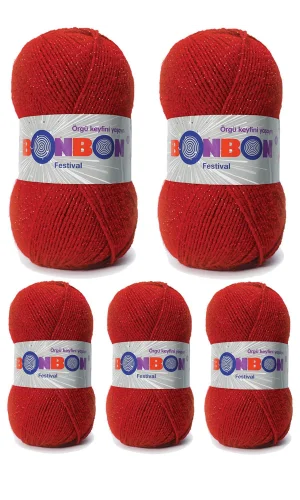 5 Adet Festival Simli Örgü İpi Yünü Renk No:237