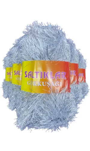 5 Adet Gökkuşağı El Örgü İpi Yünü GÜMÜŞ