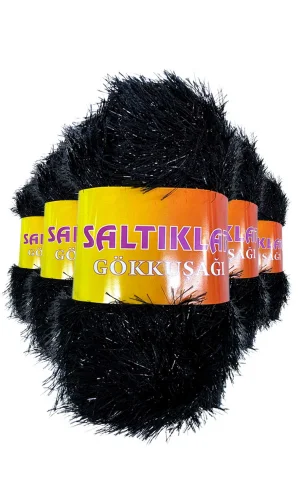 5 Adet Gökkuşağı El Örgü İpi Yünü SİYAH