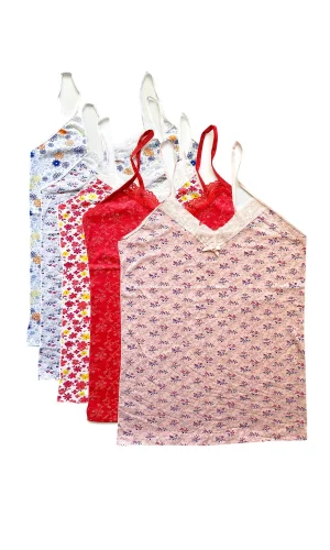 5 Adet Kadın Askılı Desenli Atlet Dantelli Empirme Pamuklu Penye D6-10