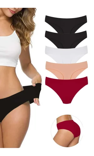 5 Adet Kadın Dikişsiz Lazer Kesim Esnek İz yapmayan Külot S5