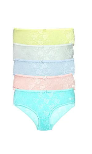 5 Adet Kadın Komple Tül Dantel Bato Külot