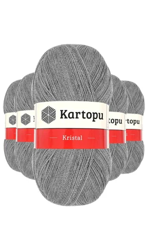 5 Adet Kristal Çift Katlı El Örgü Lif İpi Açık Gri K1001