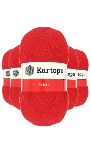 5 Adet Kristal Çift Katlı El Örgü Lif İpi Açık Kırmızı K160