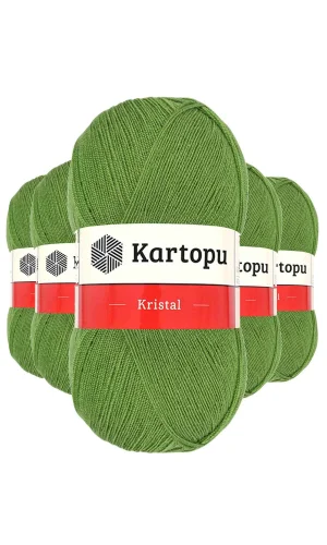 5 Adet Kristal Çift Katlı El Örgü Lif İpi Açık Yeşil K442