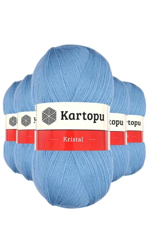 5 Adet Kristal Çift Katlı El Örgü Lif İpi Bebe Mavi K540